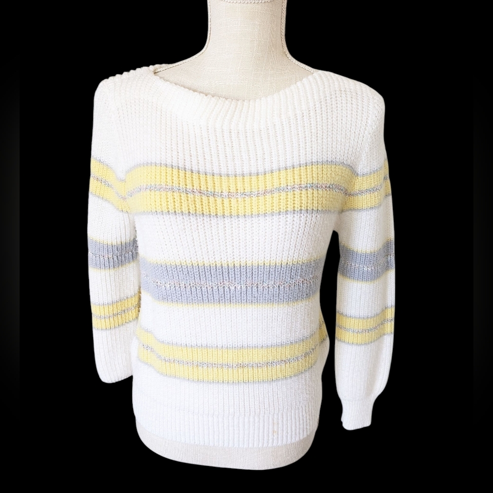 Vintage 90s Sweater Boat neck‎ Striped *